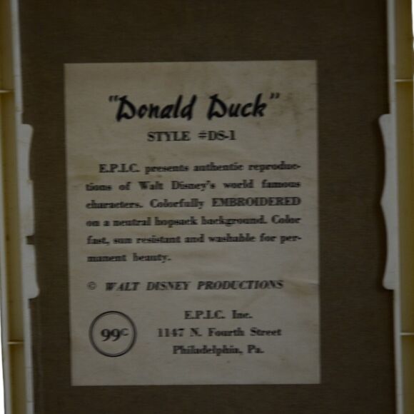 VTG Walt Disney 1960s Donald Duck Hopsack Embroidery Framed 5 7/8"x8" READ! - Picture 3 of 7